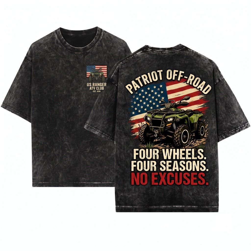 Patriotic American Flag ATV Quad Off-Road 4-Wheeler Rider Dad Gift Unisex Wash T-Shirt
