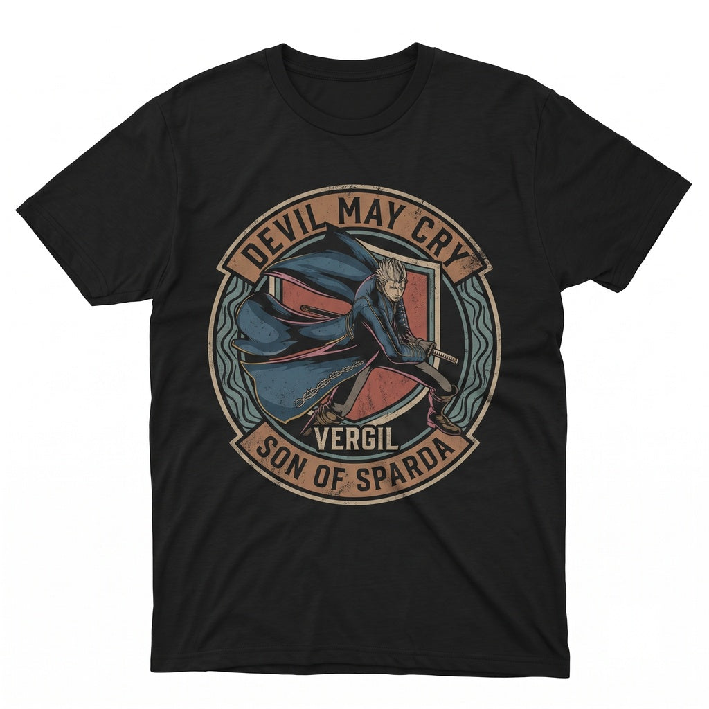 Vergil Awakened Demon Hunter Anime Gaming Graphic Cotton Apparel Unisex TShirt