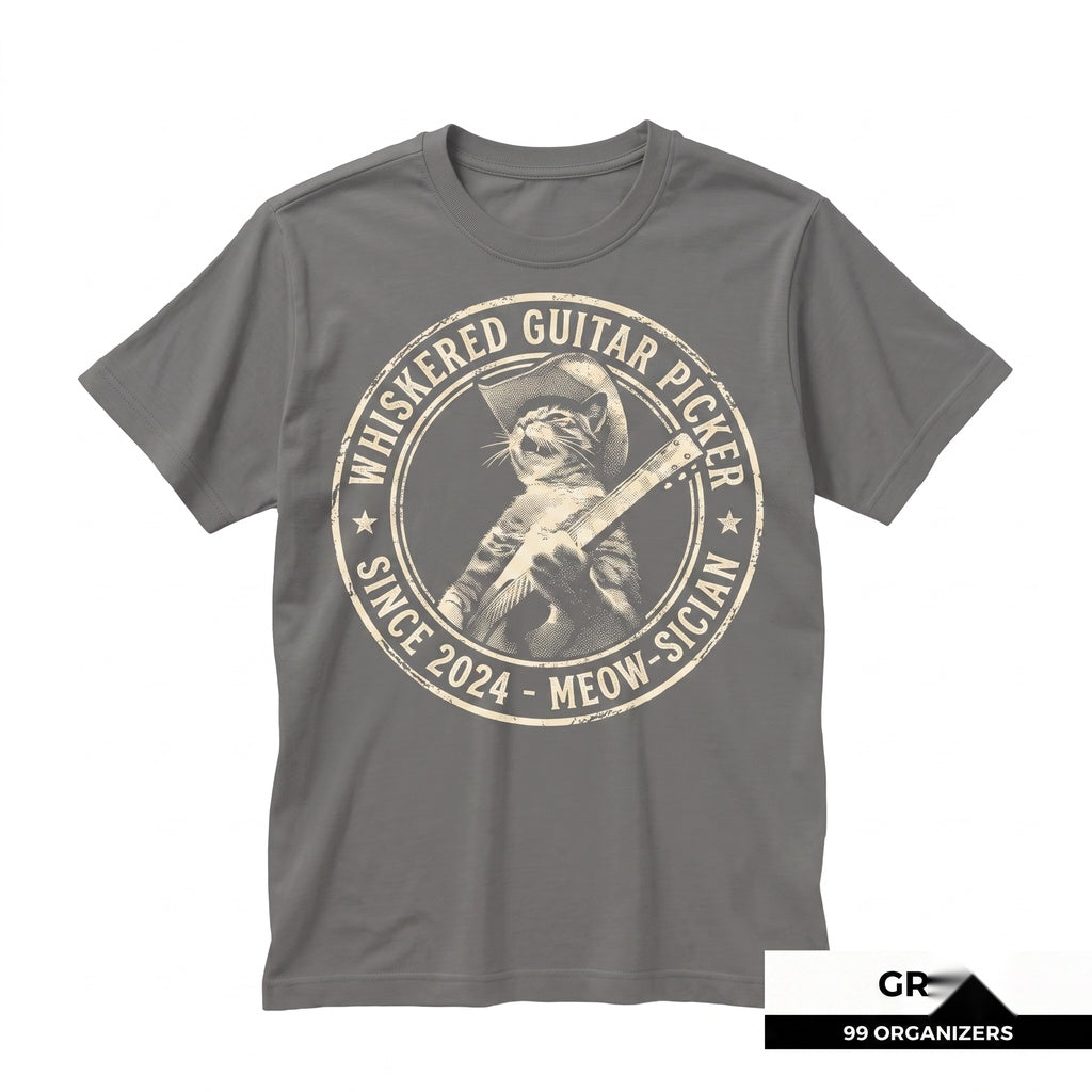 Funny Country Western Cowboy Cat Graphic Apparel - Vintage Kitten Rodeo Novelty Unisex TShirt