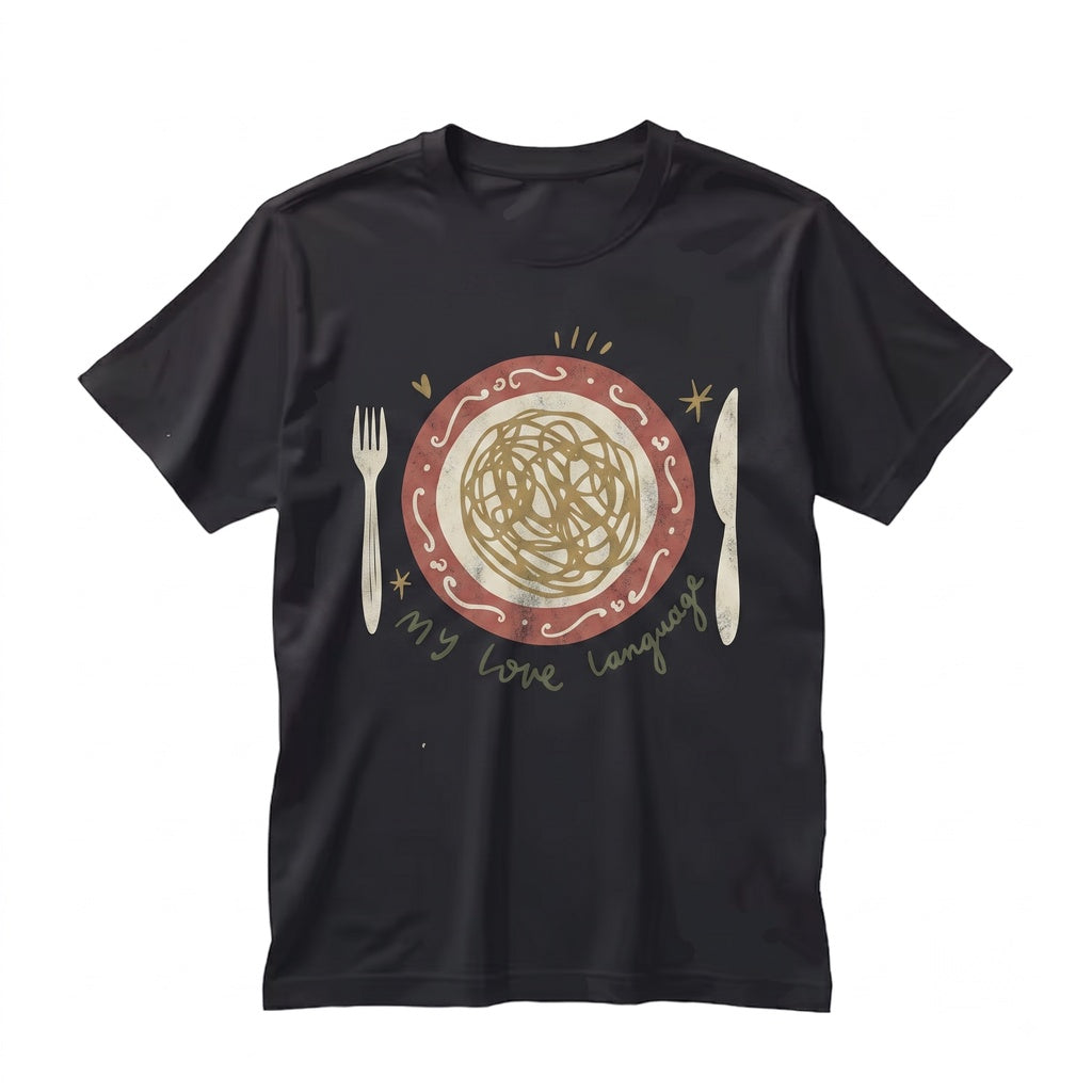 Funny Spaghetti Pasta Fan Graphic Foodie My Love Language Italian Noodle Gift Unisex TShirt