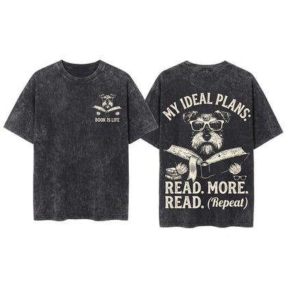 Miniature Schnauzer Reading Book Dog Mom Dad Gift Bookish Unisex Wash T-Shirt