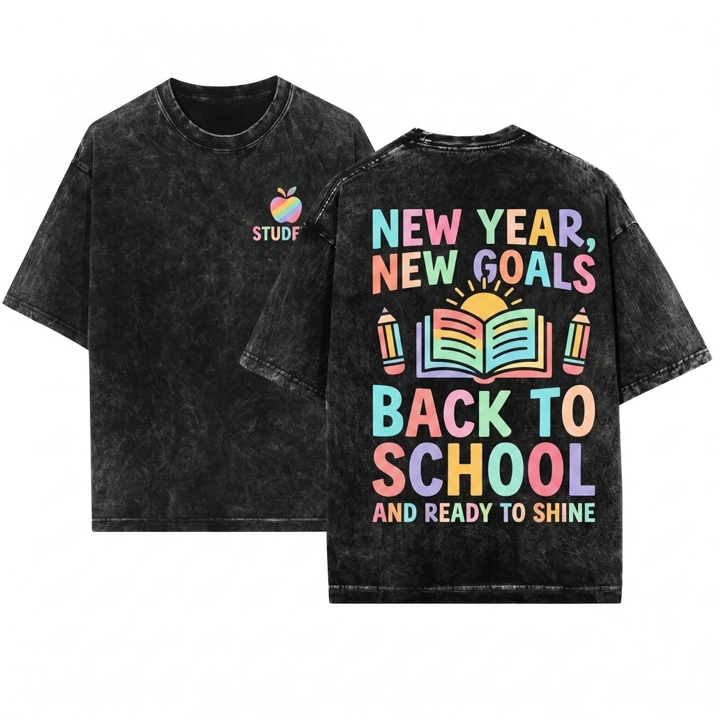 Back To School First Day Pre-K Kindergarten Second Third Fourth Grade Kids Youth Graphic Apparel Unisex Wash T-Shirt