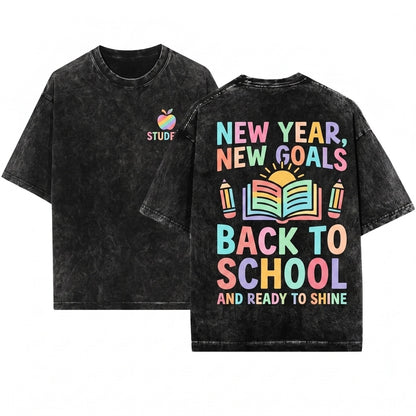 Back To School First Day Pre-K Kindergarten Second Third Fourth Grade Kids Youth Graphic Apparel Unisex Wash T-Shirt