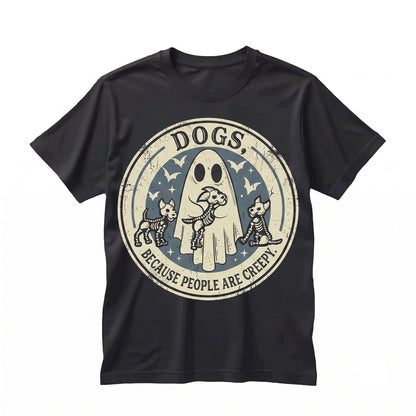 People Are Creepy Ghost Dog Skeleton Spooky Halloween Graphic Unisex TShirt