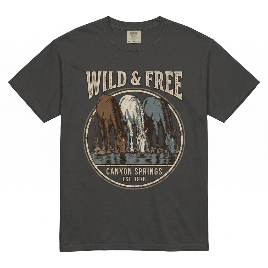 Vintage Wild Horse Graphic Rancher Nature Rustic Cowboy Apparel Apparel Equestrian Gift Unisex TShirt