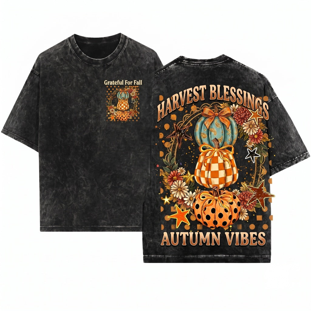 Coquette Pumpkin Fall Sweatshirt Cute Bow Floral Autumn Halloween Crewneck Vibes Unisex Wash T-Shirt