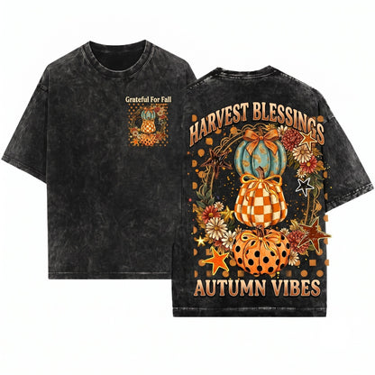 Coquette Pumpkin Fall Sweatshirt Cute Bow Floral Autumn Halloween Crewneck Vibes Unisex Wash T-Shirt