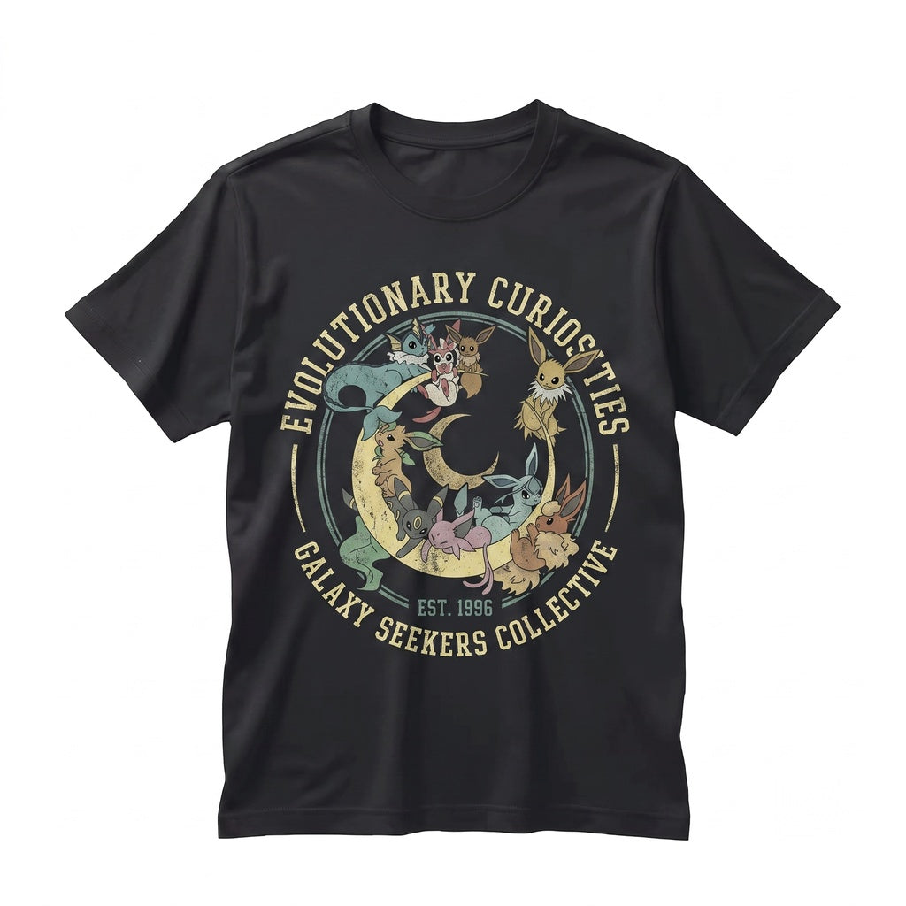 Cute Eevee Evolution Moon Vintage Anime Aesthetic Oversized Gamer Gift Unisex TShirt
