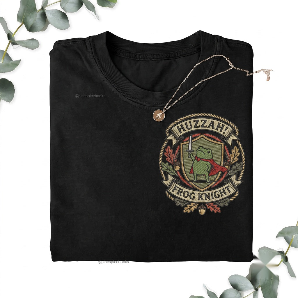 Embroidered Medieval Frog with Sword Huzzah Renaissance Faire Funny Fantasy RPG Gamer Gift 1717 Unisex TShirt