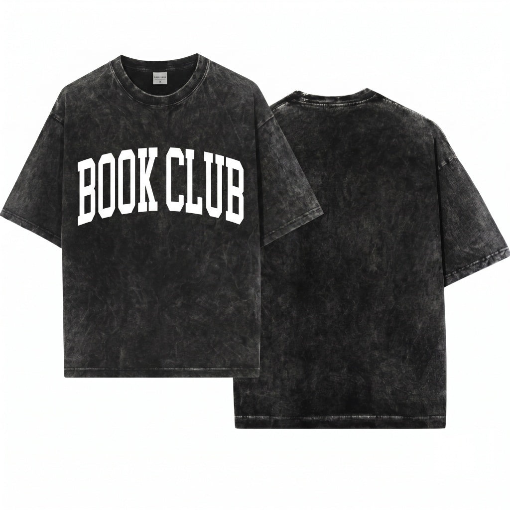 Vintage Aesthetic Minimalist Garment-Dyed Book Club Premium Unisex Wash T-Shirt