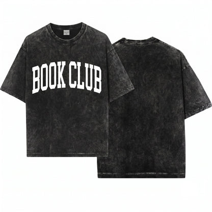 Vintage Aesthetic Minimalist Garment-Dyed Book Club Premium Unisex Wash T-Shirt