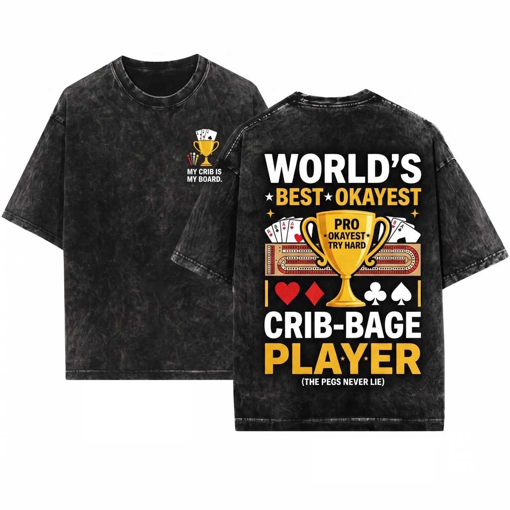 Cribbage Card Game Lover Gift Funny Outfit Casino Night Friends Family Board Player Unisex Wash T-Shirt