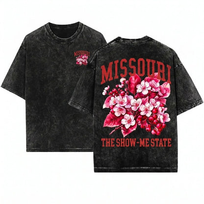 Missouri Botanical Flower Nature Travel Gift for Mom Girlfriend Unisex Wash T-Shirt