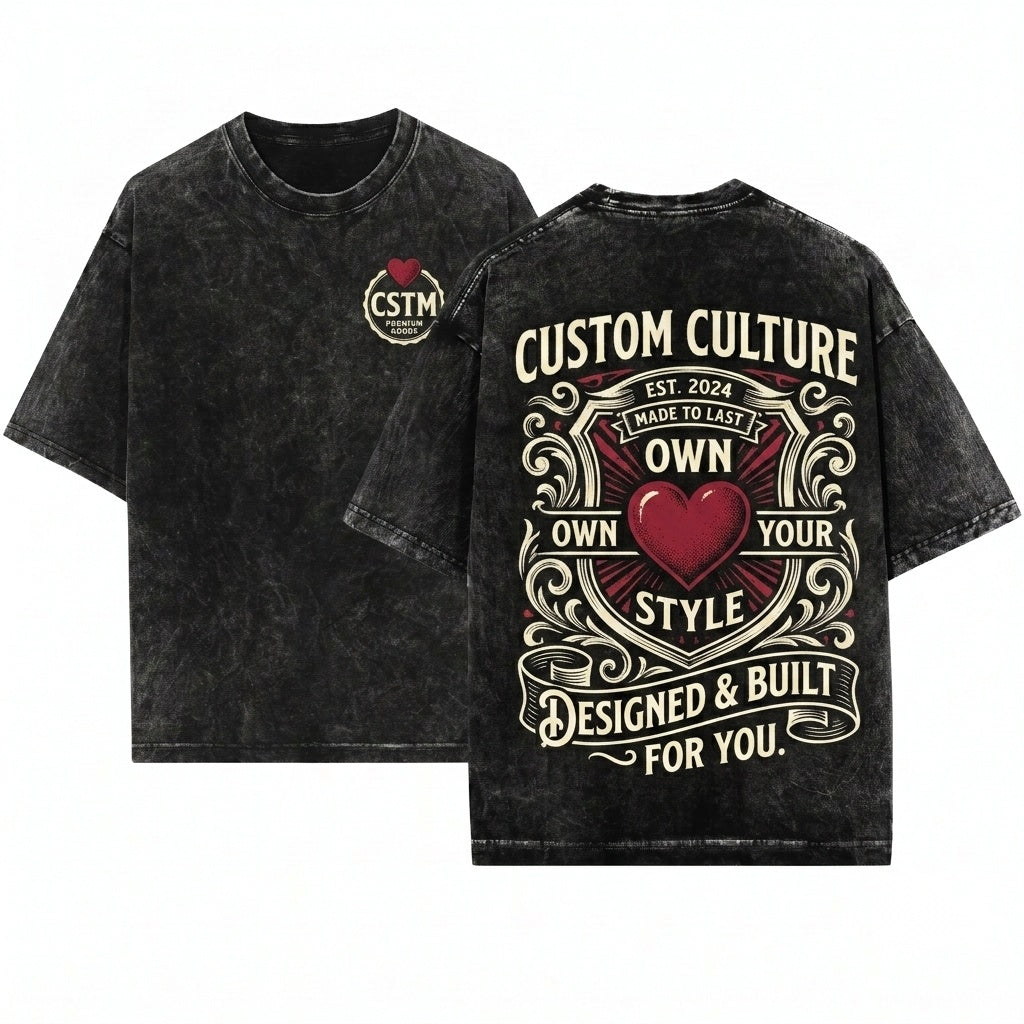 Personalized I Heart Love Valentines Day Gift For Him Her Unisex Wash T-Shirt