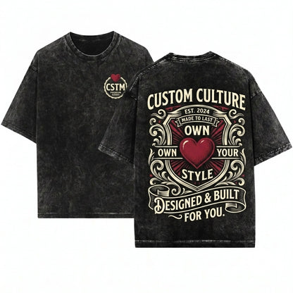 Personalized I Heart Love Valentines Day Gift For Him Her Unisex Wash T-Shirt