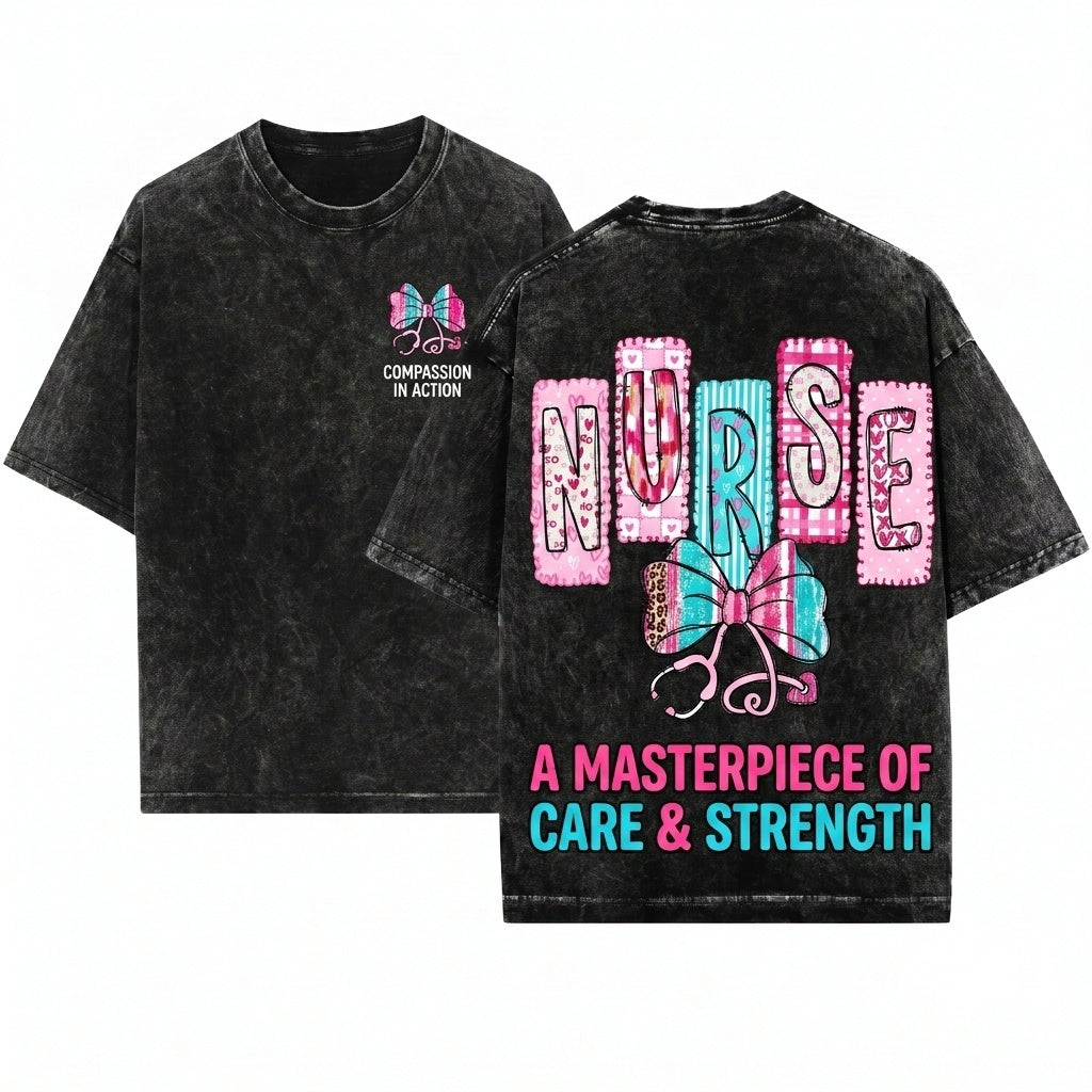 Pink Valentine Nurse Coquette Stethoscope Bow Shirt Design Gift Unisex Wash T-Shirt