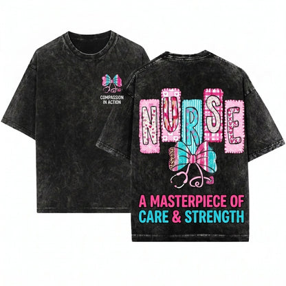 Pink Valentine Nurse Coquette Stethoscope Bow Shirt Design Gift Unisex Wash T-Shirt