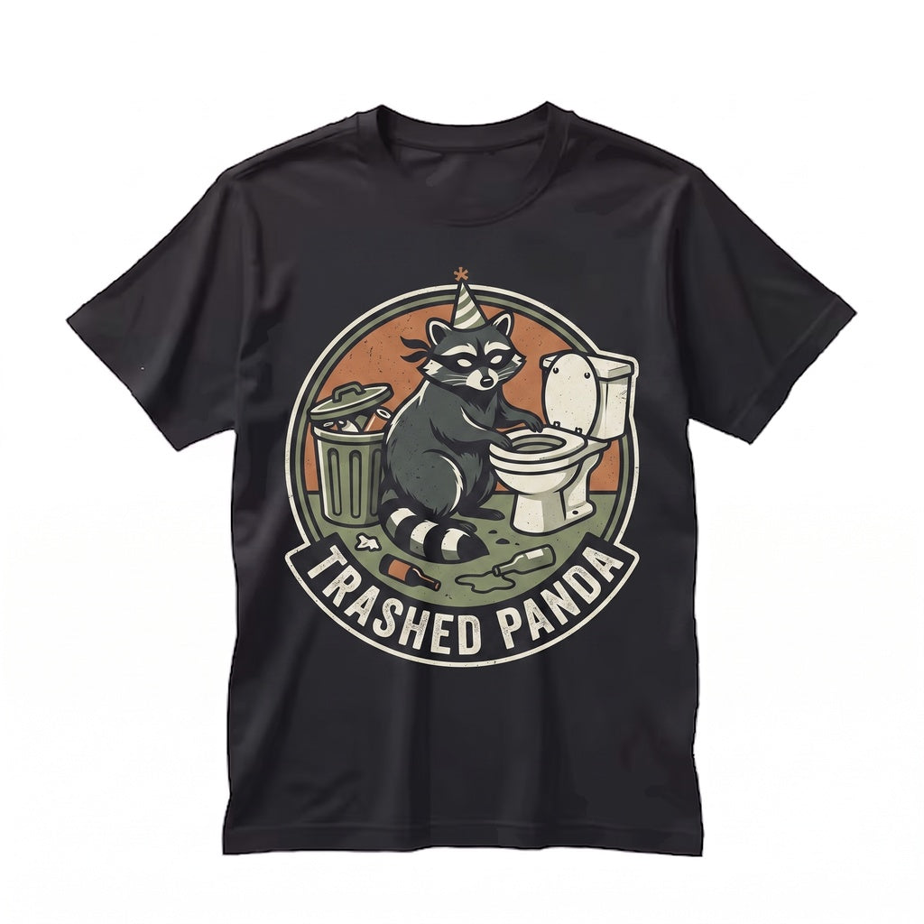 Funny Drunk Trashed Panda Hilarious Animal Humor Vintage Graphic Party Gift Unisex TShirt