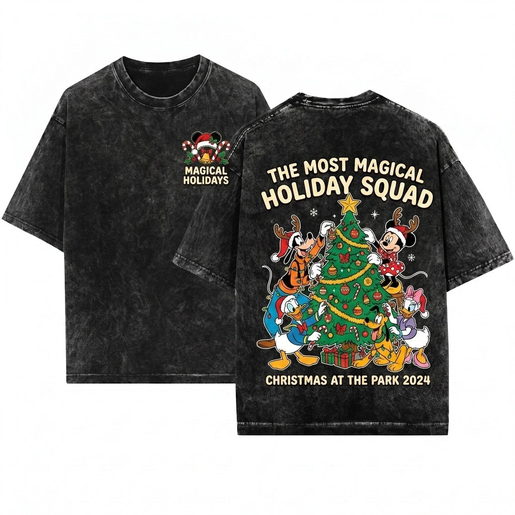 Magical Mouse Friends Characters Christmas Family Matching Vacation Unisex Wash T-Shirt