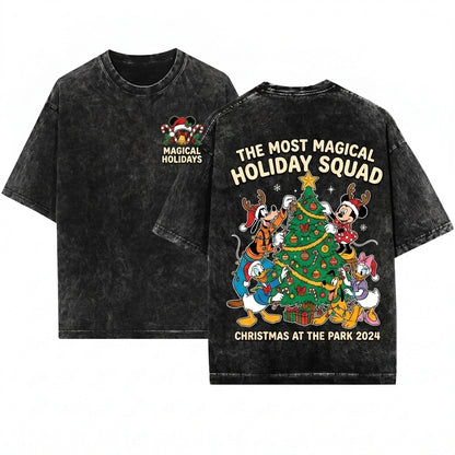 Magical Mouse Friends Characters Christmas Family Matching Vacation Unisex Wash T-Shirt