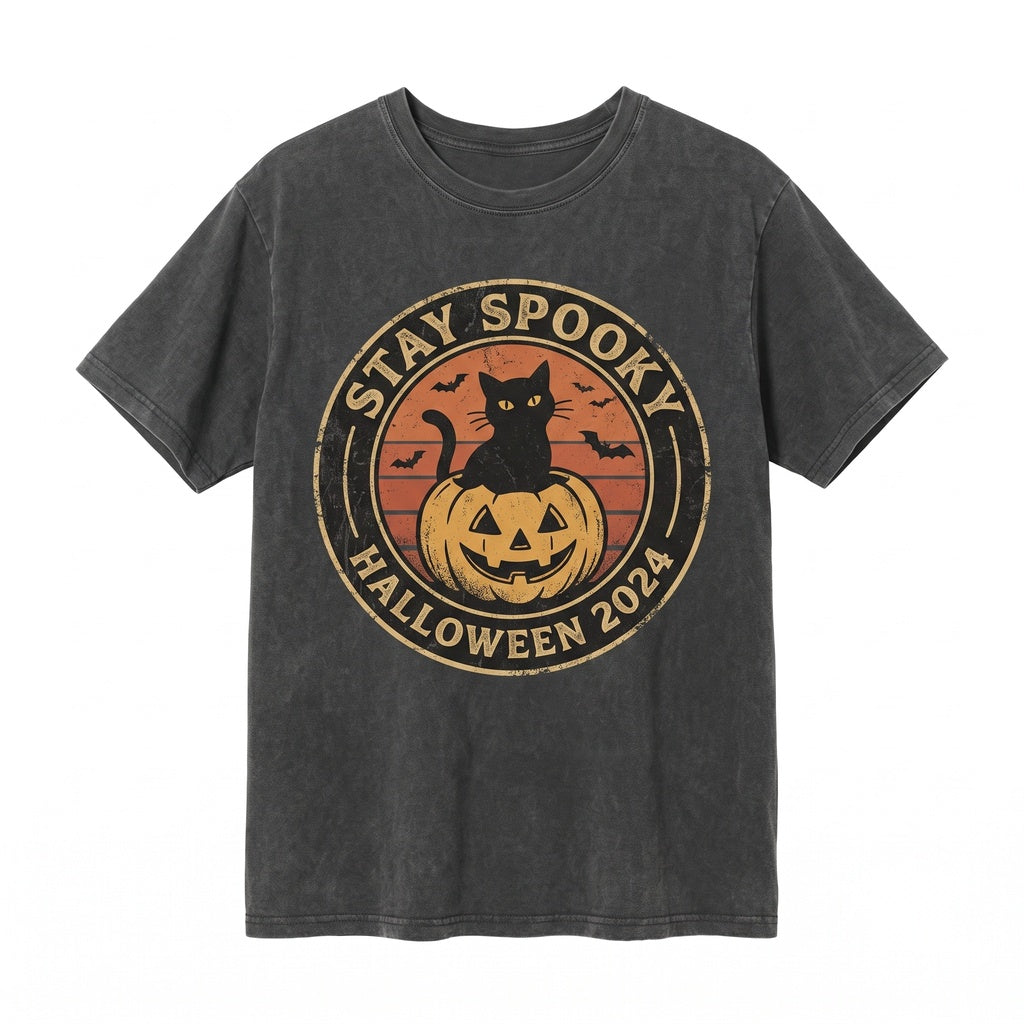 Vintage Black Cat Stay Spooky Pumpkin Lover Gift Unisex TShirt