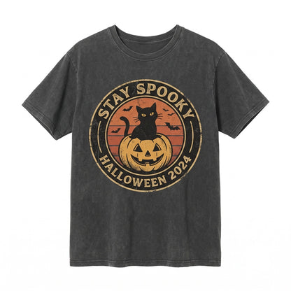 Vintage Black Cat Stay Spooky Pumpkin Lover Gift Unisex TShirt