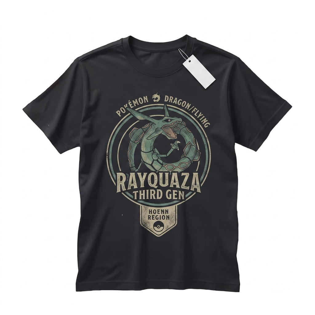 Vintage Sky Dragon WasVintage Rayquaza Washed 2-Sided Graphic Retro Anime Oversized Gamer Gift Unisex TShirt