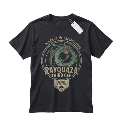 Vintage Sky Dragon WasVintage Rayquaza Washed 2-Sided Graphic Retro Anime Oversized Gamer Gift Unisex TShirt