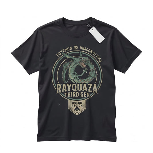 Vintage Sky Dragon WasVintage Rayquaza Washed 2-Sided Graphic Retro Anime Oversized Gamer Gift Unisex TShirt