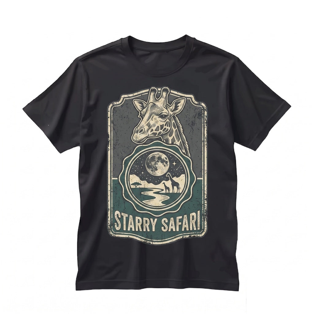 Vintage Giraffe Graphic African Safari Animal Celestial Wildlife Adventure Gift Unisex TShirt
