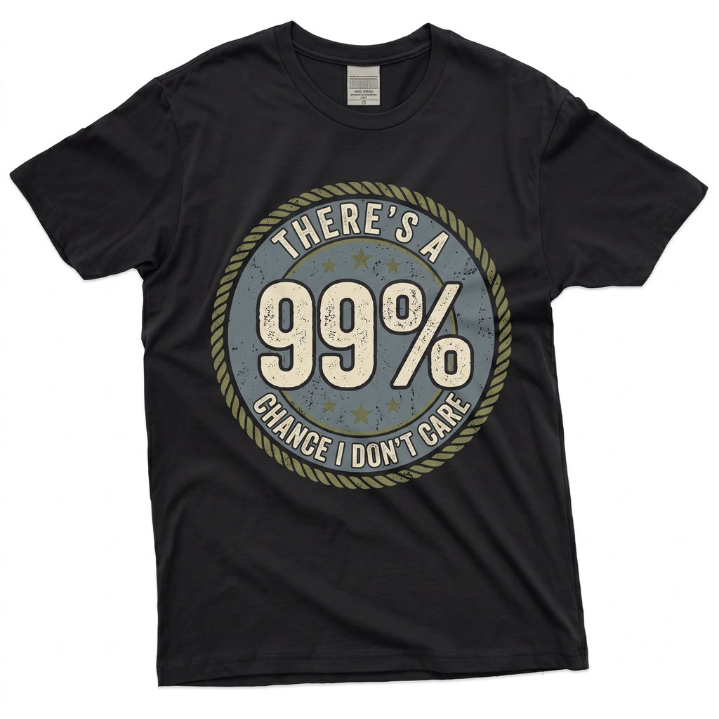 Theres A 99% Chance I Dont Care Funny Slogan Humorous Sarcastic Motivational Graphic Novelty Apparel Gift Unisex TShirt