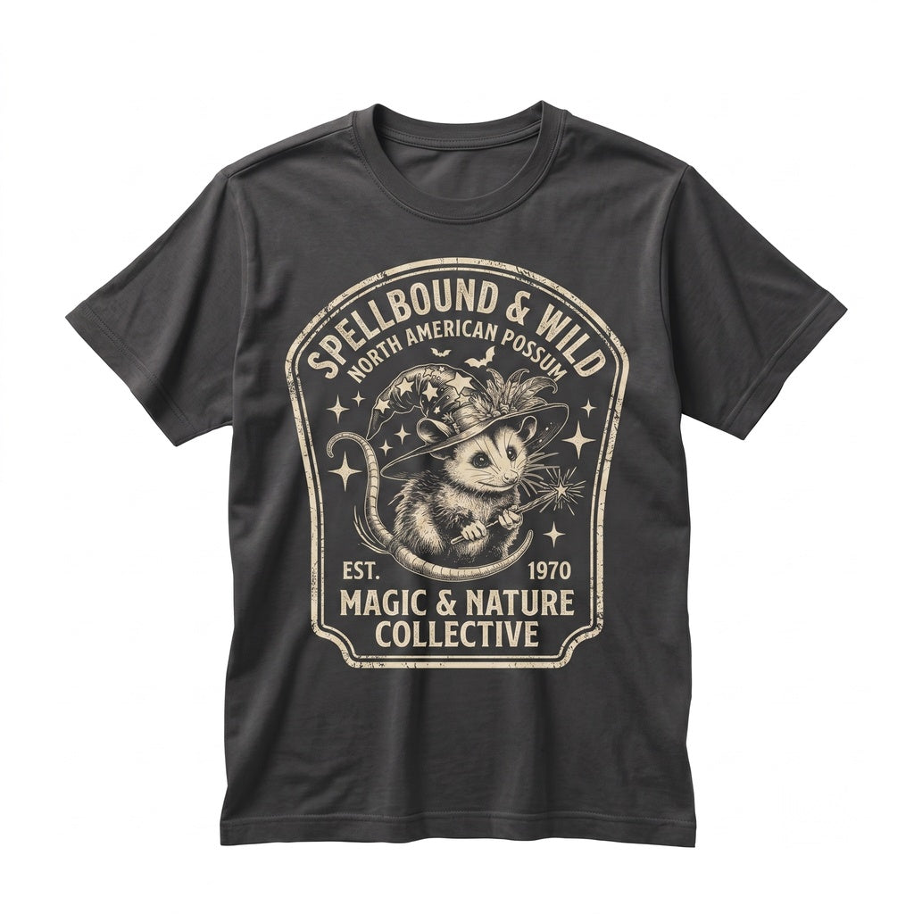 Opossum Witch Hat Halloween Spooky Magic Animal Graphic Unisex TShirt