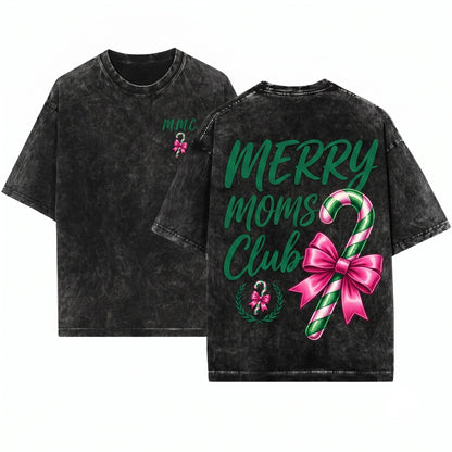 Merry Mama Jolly Retro Christmas Holiday Club Sweatshirt Unisex Wash T-Shirt