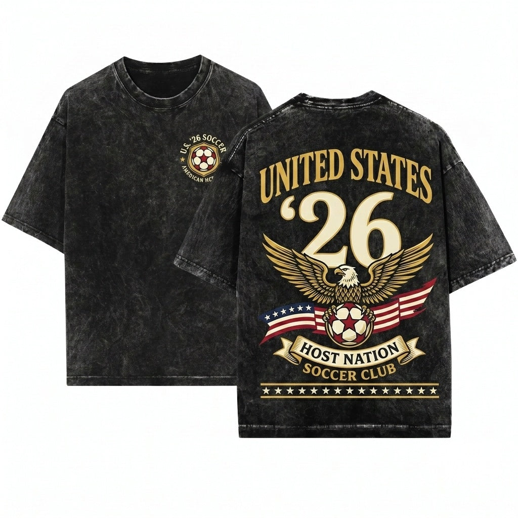 Vintage Retro 80s 90s USA World Soccer America Graphic Top Unisex Wash T-Shirt