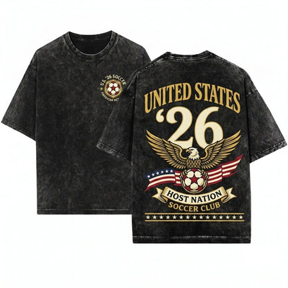 Vintage Retro 80s 90s USA World Soccer America Graphic Top Unisex Wash T-Shirt