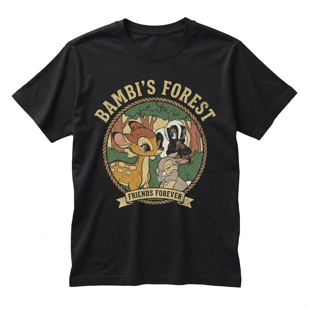 Vintage Bambi Thumper Deer Rabbit Theme Park Family Vacation Graphic Apparel, Unisex TShirt