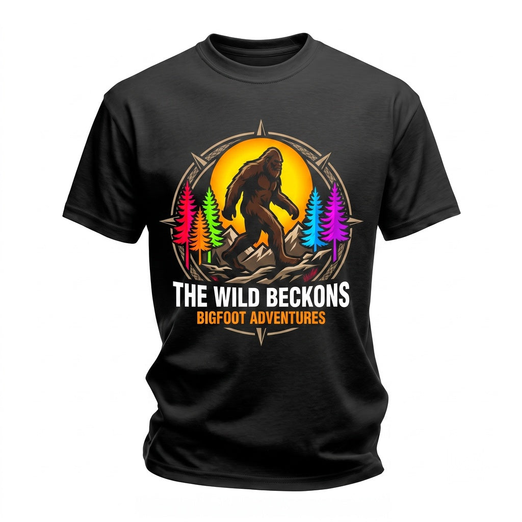 Bigfoot Sasquatch Sunset Graphic Nature Funny Cryptid Hiking Camping Gift Unisex TShirt