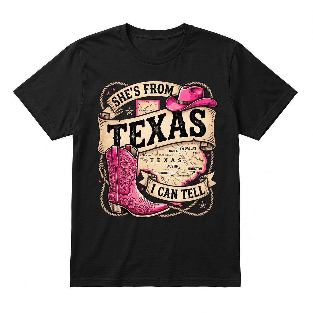 Shes From Texas Retro Girl Southern State Pride Gift Unisex TShirt