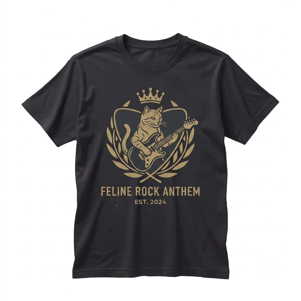 Funny Rocker Cat Guitarist Music Lover Graphic Gift Apparel Unisex TShirt