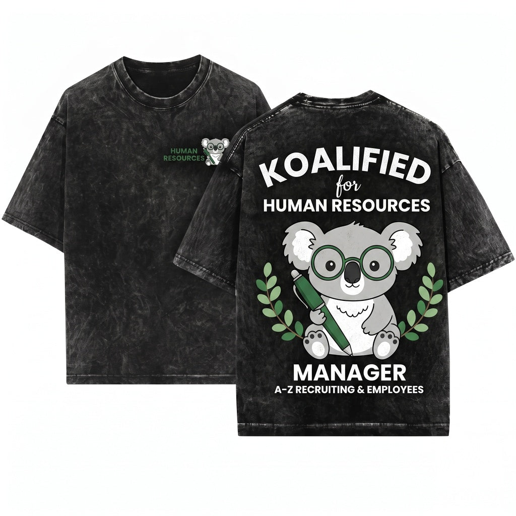 Cute Human Resources Manager Koala Funny Graphic Gift Unisex Wash T-Shirt