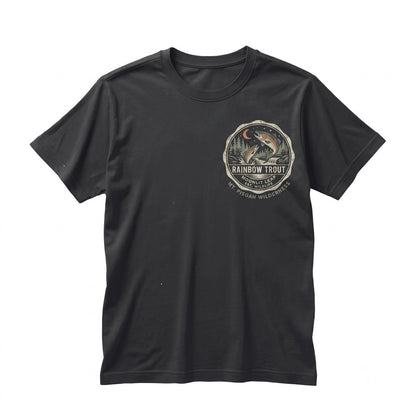 Funny Rainbow Trout Howling at Full Moon Fishing Gift Vintage 90s Retro Animal Graphic Unisex TShirt