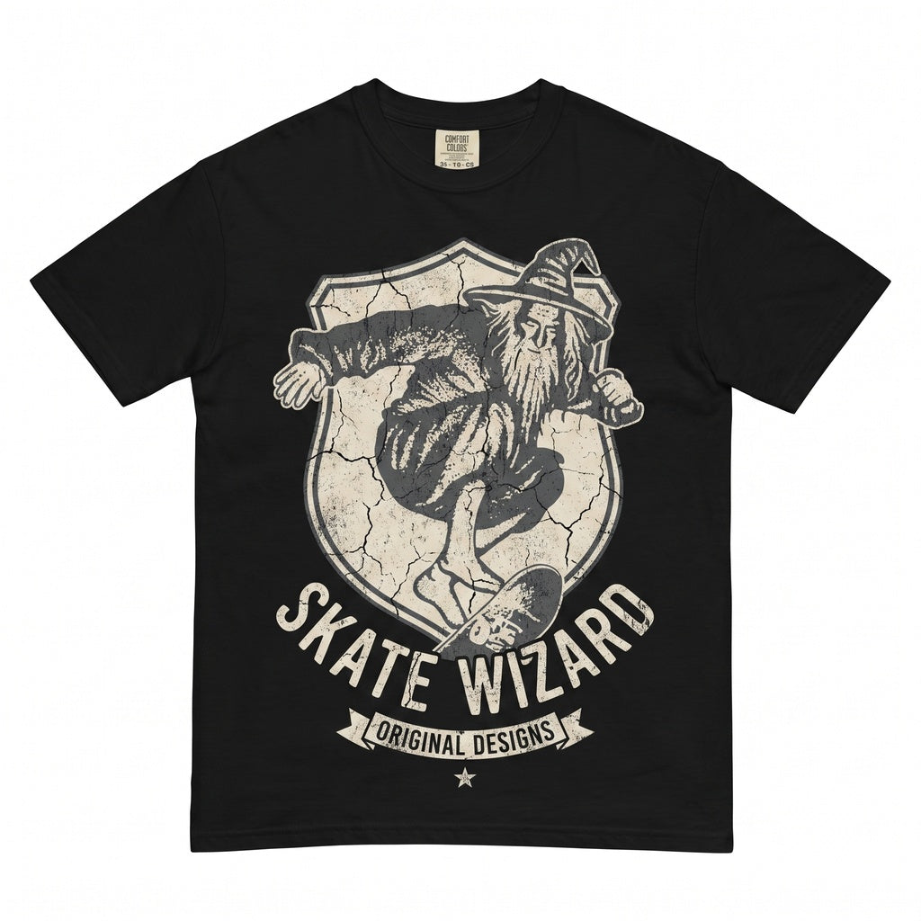 Vintage Wizard Skateboard Graphic Magic Fantasy Cotton Skate Apparel Unisex TShirt