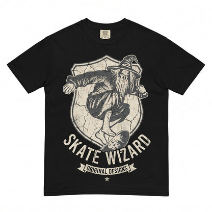 Vintage Wizard Skateboard Graphic Magic Fantasy Cotton Skate Apparel Unisex TShirt