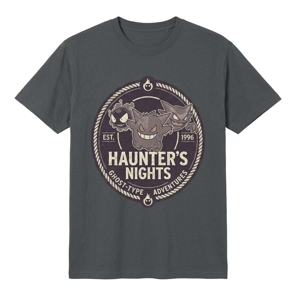 Vintage Wash Gengar Gastly Haunter Evolution Graphic Retro Cute Anime Streetwear Oversized Two-Sided Unisex TShirt