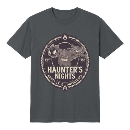 Vintage Wash Gengar Gastly Haunter Evolution Graphic Retro Cute Anime Streetwear Oversized Two-Sided Unisex TShirt