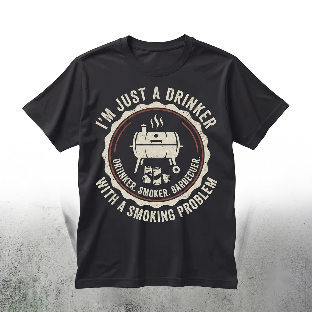 Funny BBQ Smoker Pitmaster Gift Graphic Novelty Grill Master Drinking Apparel Unisex TShirt