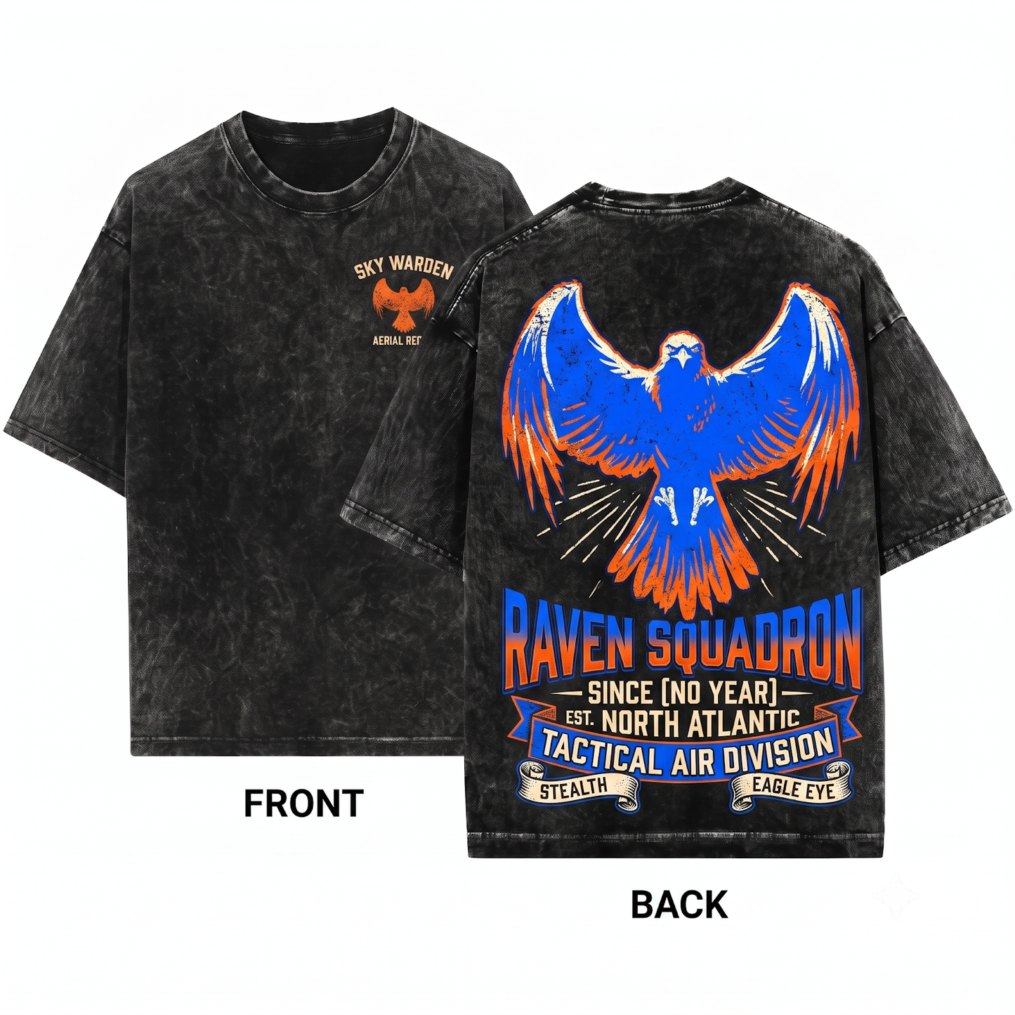 Distressed Soaring Raven Wings Graphic Tee Gothic Flying Bird Apparel Witchy Nature Art Gift Unisex Heavyweight Garment-Dyed T-Shirt
