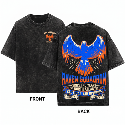 Distressed Soaring Raven Wings Graphic Tee Gothic Flying Bird Apparel Witchy Nature Art Gift Unisex Heavyweight Garment-Dyed T-Shirt