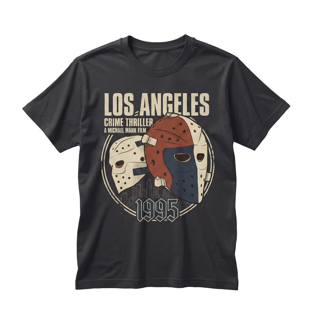 1995 Retro Action Movie Bank Heist Hockey Mask Scene Vintage Crime Graphic Unisex TShirt