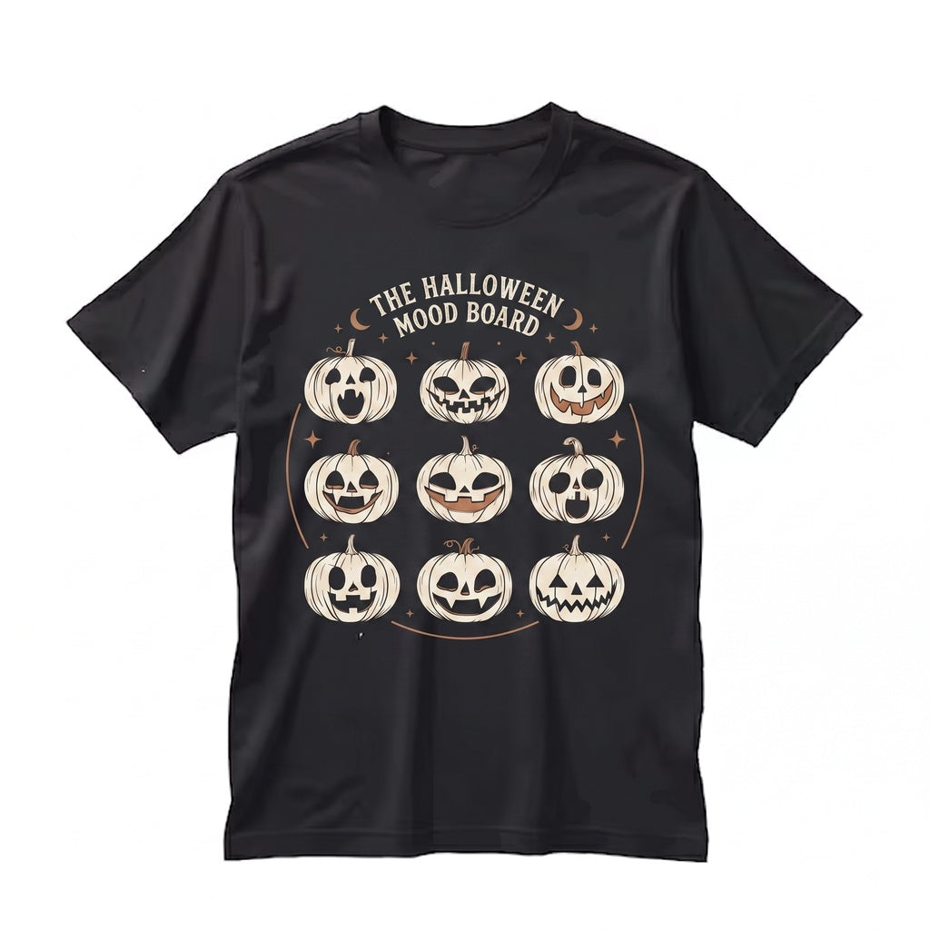 Jack-O-Lantern Spooky Carved Pumpkin Face Halloween Soft Plush Autumn Pullover Unisex TShirt